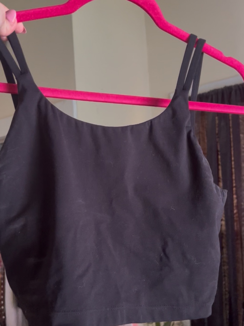 NVGTN Poise Black Double-Strap Crop Tank Top (no padding)